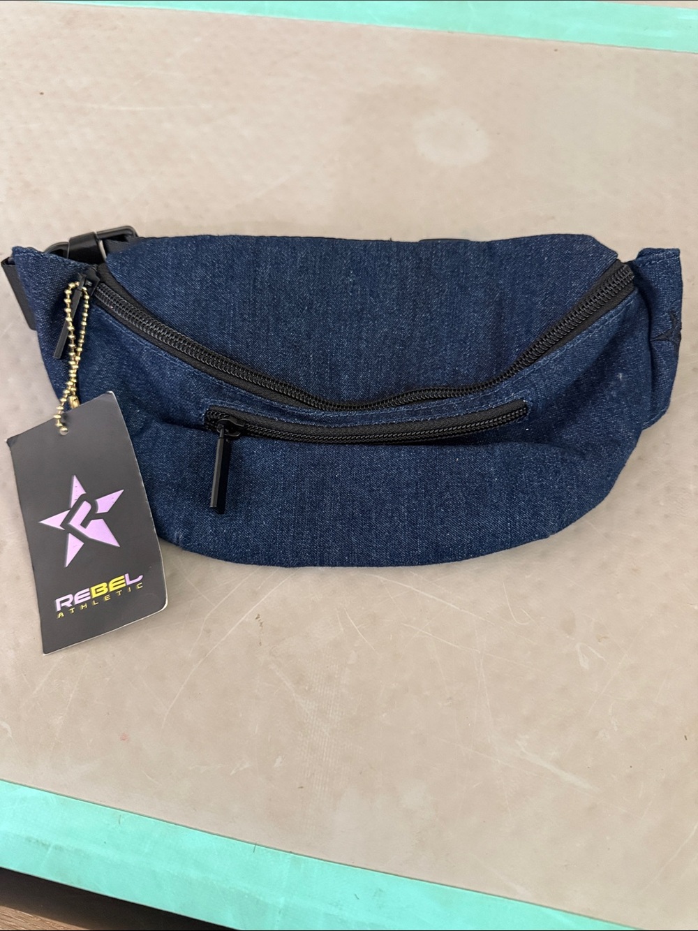 Rebel Athletic Navy Denim Crossbody Fanny Pack